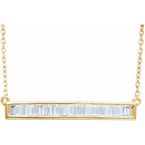 14K Yellow 1/2 CTW Natural Diamond Baguette Bar 16-18" Necklace - BN & CO JEWELRY