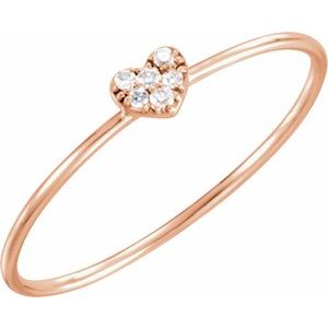 14K Rose .03 CTW Natural Diamond Petite Heart Cluster Ring - BN & CO JEWELRY