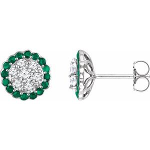 14K White Natural Emerald & 5/8 CTW Natural Diamond Earrings - BN & CO JEWELRY