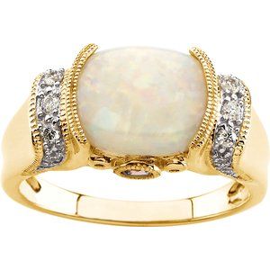 14K Yellow Opal, Pink Tourmaline & 1/6 CTW Diamond Ring - BN & CO JEWELRY