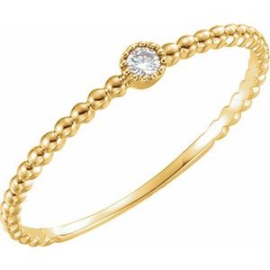 14K Yellow .03 CTW Natural Diamond Beaded Bezel-Set Ring - BN & CO JEWELRY