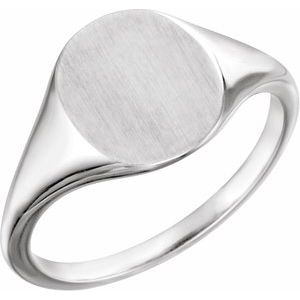 14K White 11x9 mm Oval Signet Ring - BN & CO JEWELRY