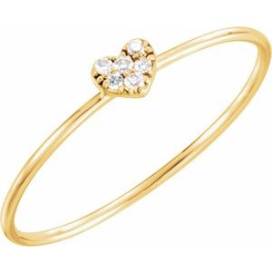 14K Yellow .03 CTW Natural Diamond Petite Heart Cluster Ring - BN & CO JEWELRY
