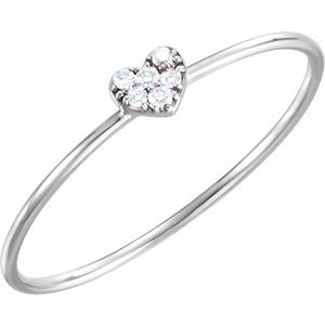 14K White .03 CTW Natural Diamond Petite Heart Cluster Ring - BN & CO JEWELRY