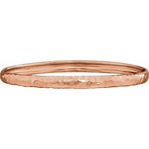 14K Rose 5.1 mm Hammered Bangle 7 1/2" Bracelet - BN & CO JEWELRY