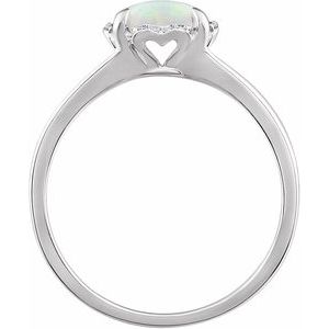 14K White Lab-Grown Opal & .05 CTW Natural Diamond Ring - BN & CO JEWELRY