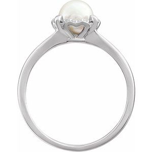 14K White Cultured White Freshwater Pearl & .05 CTW Natural Diamond Ring - BN & CO JEWELRY
