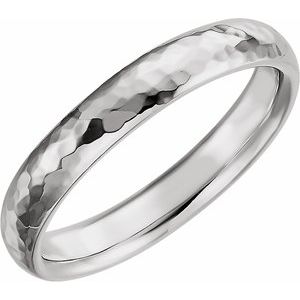 14K White 4 mm Half Round Band with Hammered Textured Size 14 - BN & CO JEWELRY