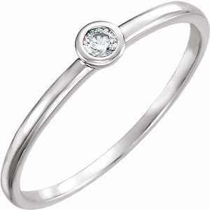 14K White .06 CT Natural Diamond Bezel-Set Ring - BN & CO JEWELRY