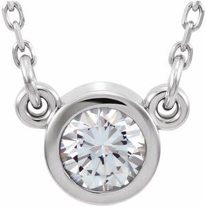14K White 4 mm Stuller Lab-Grown Moissanite Solitaire 18" Necklace - BN & CO JEWELRY