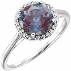14K White Lab-Grown Alexandrite & .05 CTW Natural Diamond Ering - BN & CO JEWELRY
