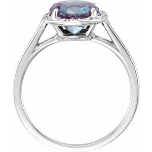14K White Lab-Grown Alexandrite & .05 CTW Natural Diamond Ering - BN & CO JEWELRY