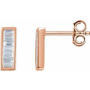 14K Rose 1/3 CTW Natural Diamond Baguette Bar Earrings - BN & CO JEWELRY