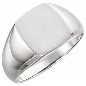 14K White 13x12 mm Rectangle Signet Ring - BN & CO JEWELRY