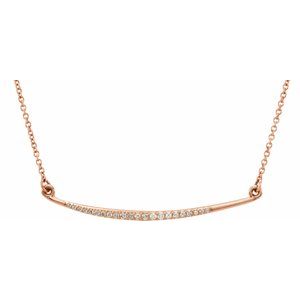 14K Rose 1/8 CTW Natural Diamond Curved Bar 16" Necklace - BN & CO JEWELRY
