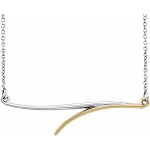 14K White/Yellow Freeform Bar 16" Necklace - BN & CO JEWELRY