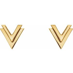 14K Yellow 8 mm Double V Earrings - BN & CO JEWELRY