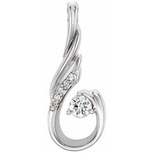 14K White 1/10 CTW Natural Diamond Pendant - BN & CO JEWELRY