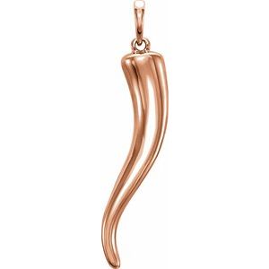 14K Rose 26.7x6 mm Italian Horn Pendant - BN & CO JEWELRY