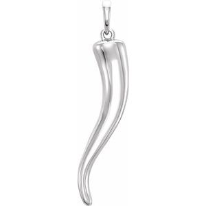14K White 26.7x6 mm Italian Horn Pendant - BN & CO JEWELRY