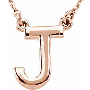 14K Rose Block Initial J 16" Necklace - BN & CO JEWELRY