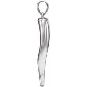 14K White 26.7x6 mm Italian Horn Pendant - BN & CO JEWELRY