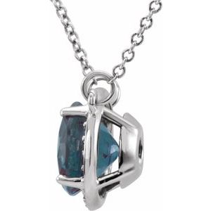 14K White 6 mm Lab-Grown Alexandrite & .04 CTW Natural Diamond 16" Necklace - BN & CO JEWELRY