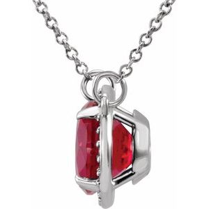 14K White 8 mm Lab-Grown Ruby & .05 CTW Natural Diamond 16" Necklace - BN & CO JEWELRY