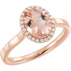 14K Rose Natural Morganite & 1/8 CTW Natural Diamond Ring - BN & CO JEWELRY