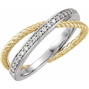 14K Yellow/White 1/5 CTW Diamond Criss-Cross Rope Ring - BN & CO JEWELRY