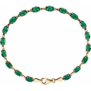 14K Yellow Lab-Grown Emerald 7.25" Bracelet - BN & CO JEWELRY