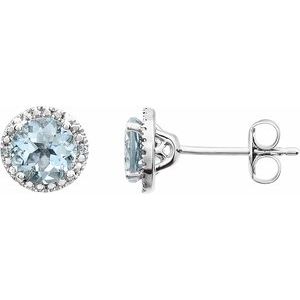 Sterling Silver Natural Aquamarine & .01 CTW Natural Diamond Earrings - BN & CO JEWELRY