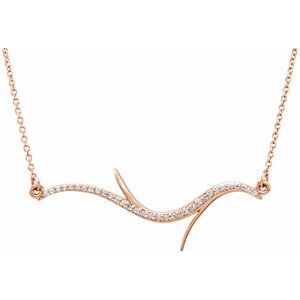 14K Rose 1/8 CTW Natural Diamond Freeform Bar 18" Necklace - BN & CO JEWELRY