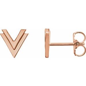 14K Rose 8 mm Double V Earrings - BN & CO JEWELRY