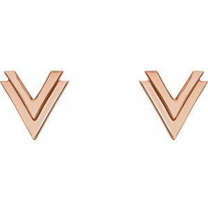 14K Rose 8 mm Double V Earrings - BN & CO JEWELRY
