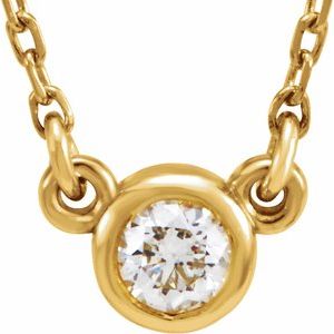 14K Yellow 1/4 CT Natural Diamond Solitaire 18" Necklace - BN & CO JEWELRY
