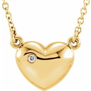 14K Yellow .01 CTW Natural Diamond Heart 16.5" Necklace - BN & CO JEWELRY