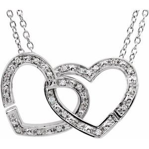 Sterling Silver 1/6 CTW Natural Diamond Interlocking Hearts 18" Necklace - BN & CO JEWELRY
