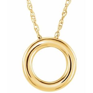 14K Yellow 13 mm Circle 18" Necklace - BN & CO JEWELRY