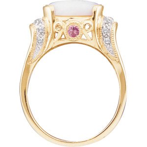 14K Yellow Opal, Pink Tourmaline & 1/6 CTW Diamond Ring - BN & CO JEWELRY