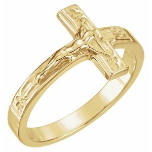 14K Yellow 15 mm Crucifix Chastity Ring Size 9 - BN & CO JEWELRY