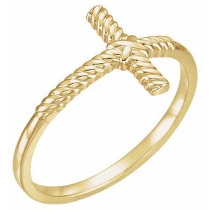 14K Yellow Rope Sideways Cross Ring - BN & CO JEWELRY