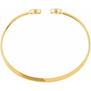 14K Yellow 1/6 CTW Natural Diamond Circle Hinged Cuff 7" Bracelet - BN & CO JEWELRY