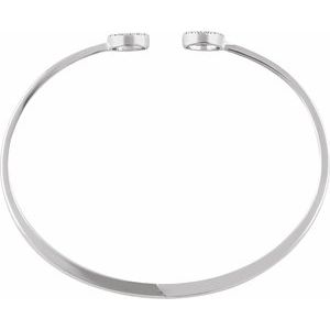 14K White 1/6 CTW Natural Diamond Circle Hinged Cuff 7" Bracelet - BN & CO JEWELRY