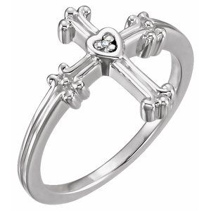 14K White .005 CTW Diamond Cross Ring - BN & CO JEWELRY