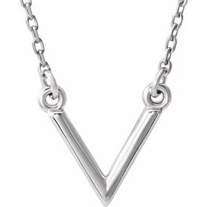 14K White "V" 16.5" Necklace - BN & CO JEWELRY