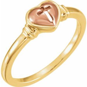 10K Yellow & Rose Heart & Cross Ring - BN & CO JEWELRY