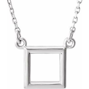 14K White Square 16.5" Necklace - BN & CO JEWELRY