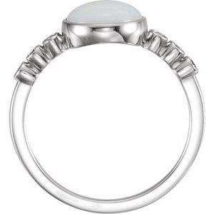 14K White Natural Opal & 1/10 CTW Natural Diamond Ring - BN & CO JEWELRY