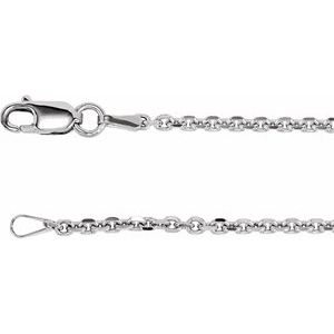 Rhodium-Plated Sterling Silver 1.75 mm Diamond Cut Cable 24" Chain - BN & CO JEWELRY